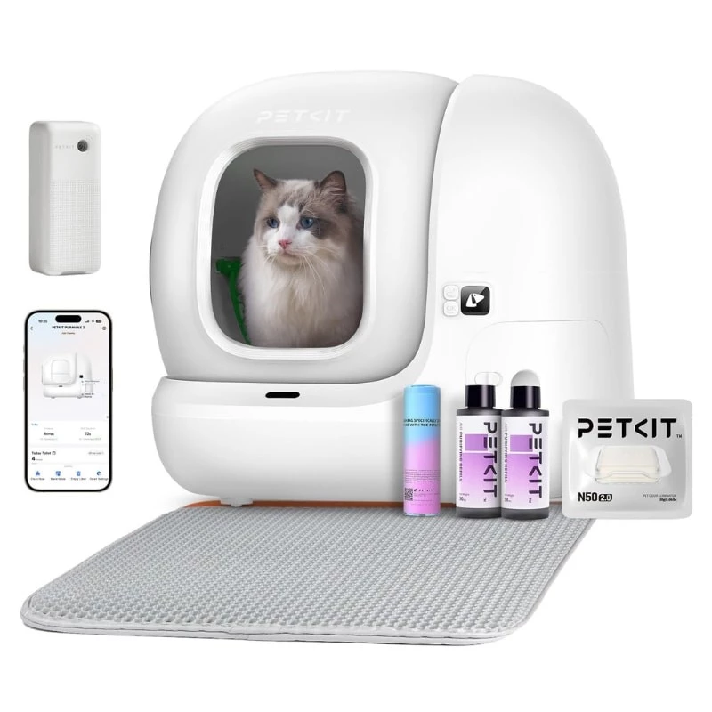 Caixa de areia automática PETKIT Pura Max 2 Premium Kit - Com tecnologia xSecure e inclui kit de eliminação de odores - APP Control