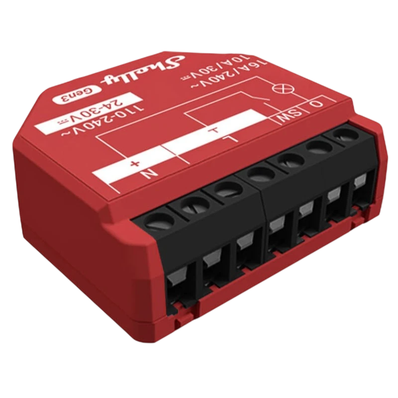 Shelly 1PM Gen3 Vermelho - Relé Inteligente WiFi