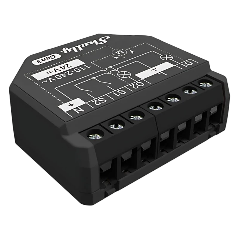 Shelly 2PM Gen3 Preto - Relé Inteligente WiFi