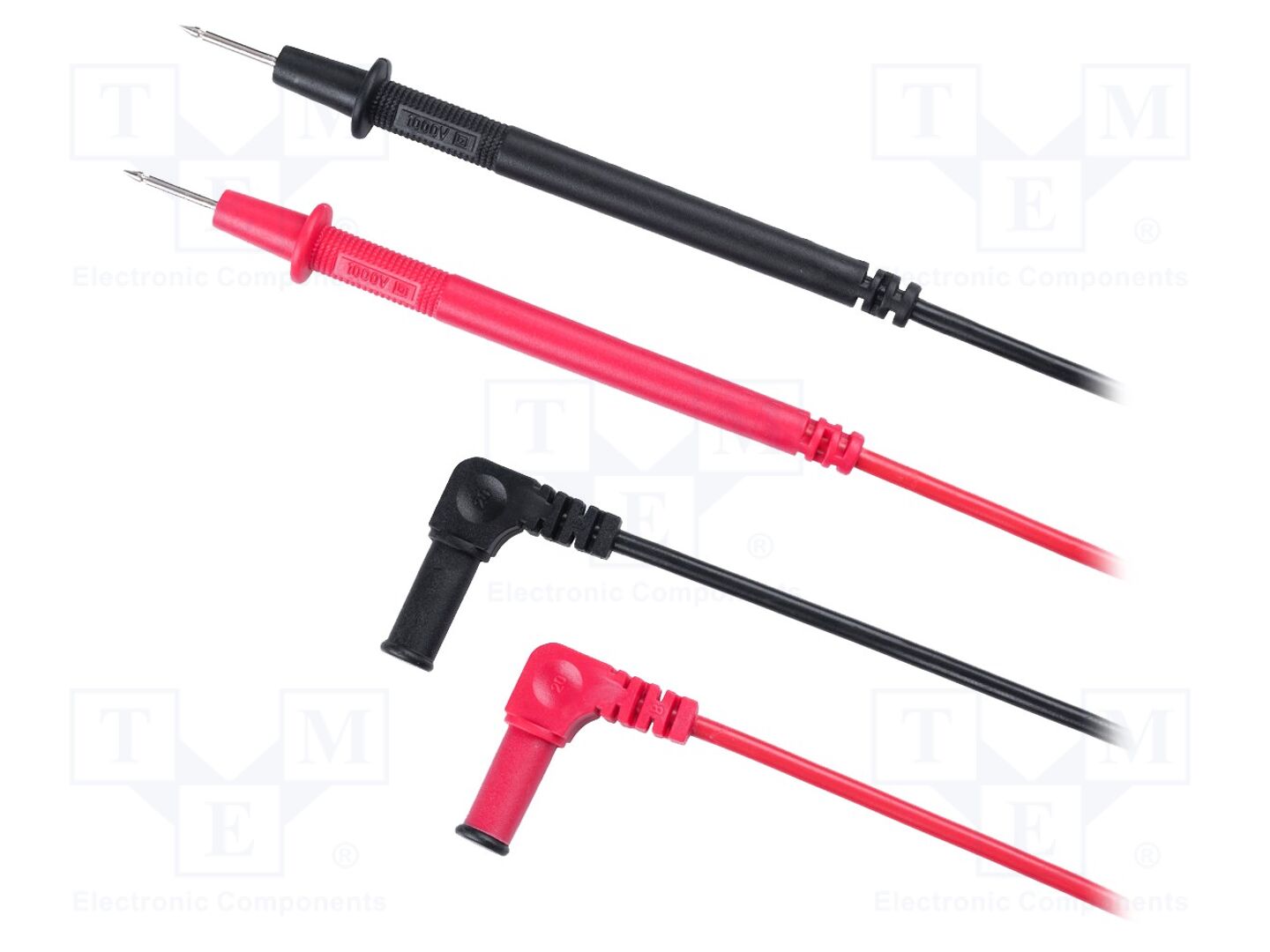 Cabos de medição; Umax: 1kV; Imax: 20A; 1,1m; preta,vermelho