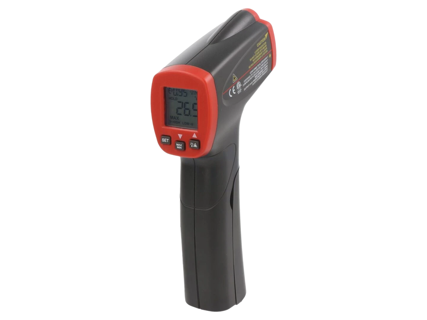 Pirómetro; LCD; -32÷400°C; Exat.(IR): ±2%,±2°C; Defini.ótica: 12: 1