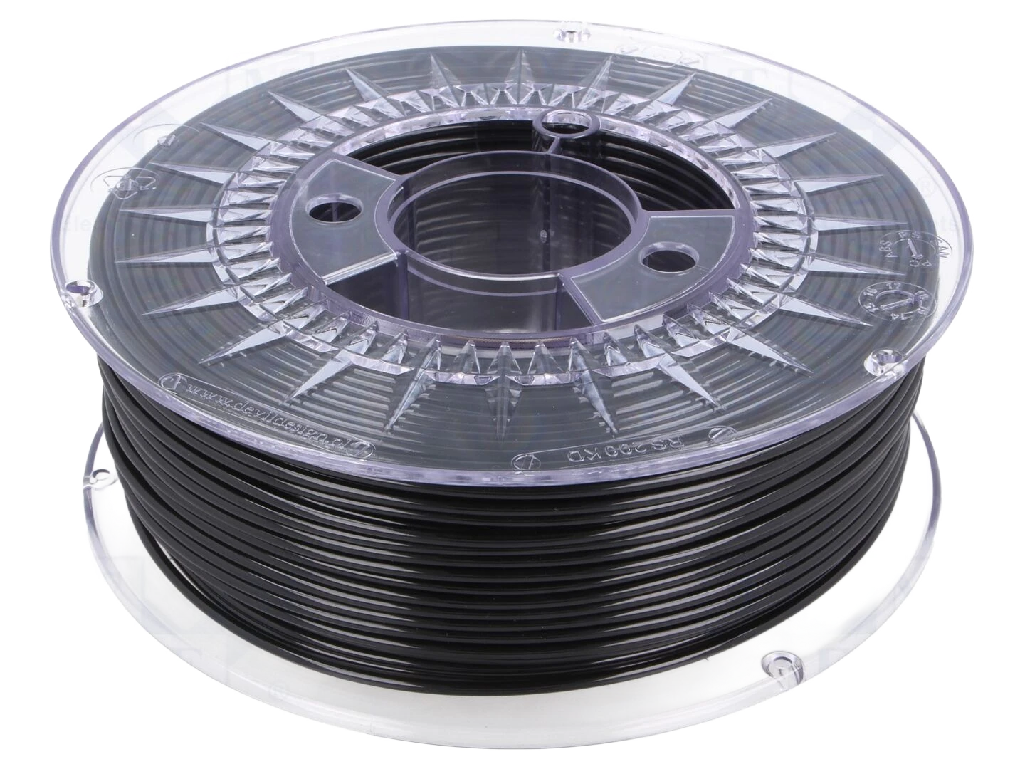 Filamento: PET-G; Ø: 2,85mm; preta; 220÷250°C; 1kg