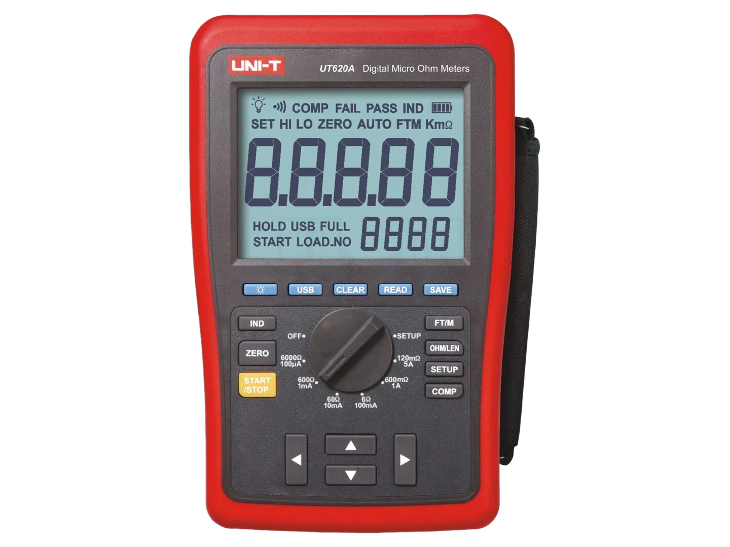 Miliómetro; LCD; 10uΩ,120mΩ,600mΩ,6Ω,60Ω,600Ω,6kΩ; Resol: 10uΩ