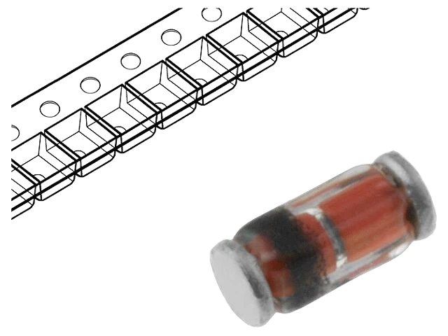 Díodo: Zener; 0,5W; 3,3V; SMD; MiniMELF,SOD80; díodo individual