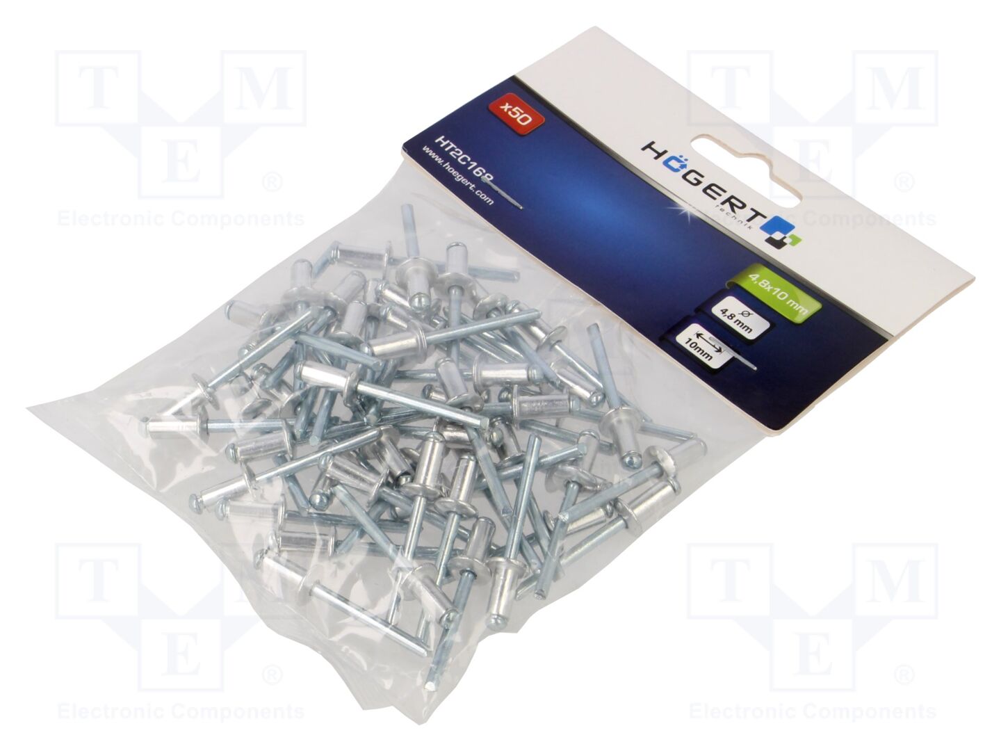 Rebite; alumínio; Dia.do rebite: 4,8mm; Com.do rebite: 10mm
