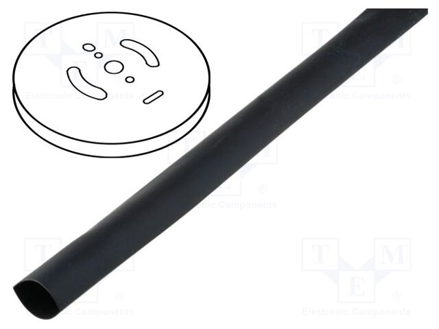 Tubo termoretráctil; sem cola; 2: 1; 4,8mm; preta; poliolefino