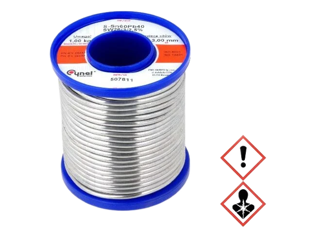 Estanho; com chumbo; Sn60Pb40; 3mm; 1000g; bobina; 190°C; 2,5%
