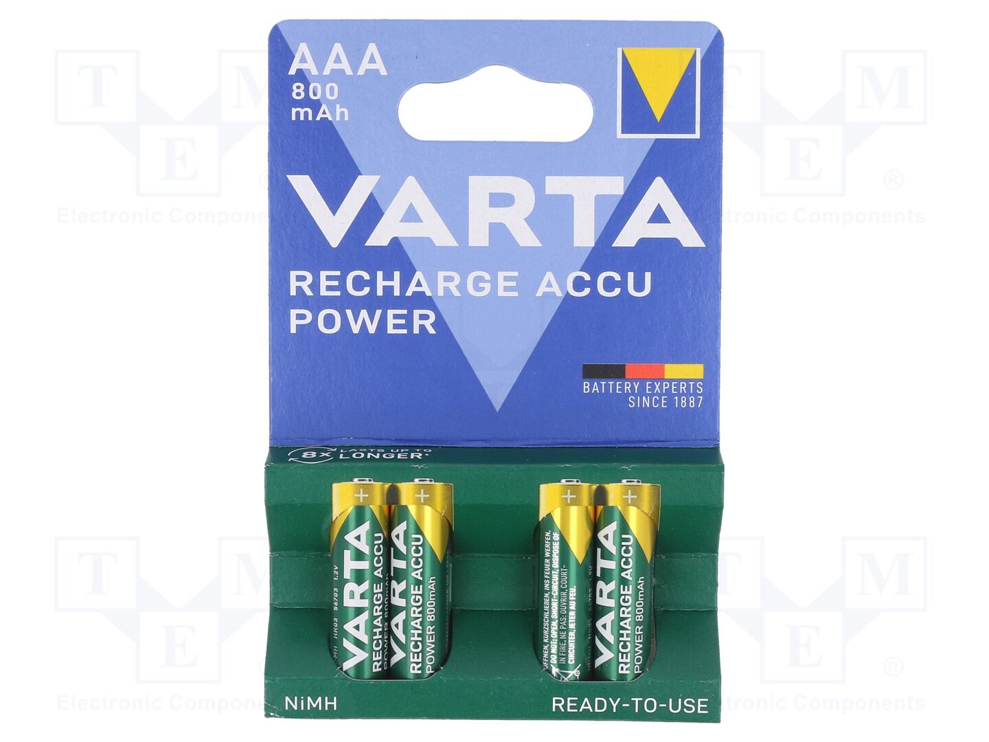 Bater: Ni-MH; AAA,R3; 1,2V; 800mAh; LONGLIFE; blister; 4unid.