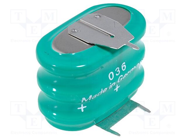 Bater: Ni-MH; 3,6V; 140mAh; 3pin,polo positivo: 2pin; 14mA; 1unid.