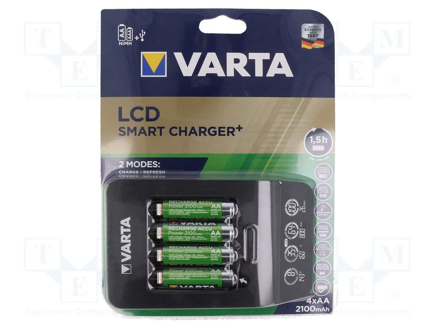 Carregador: microprocessador; Ni-MH; Tamanho: AA,AAA,R3,R6