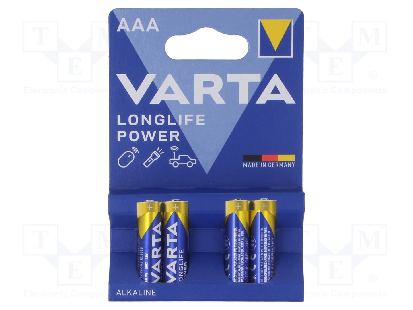 Bateria: alcalina; AAA,R3; 1,5V; não recarregável; 4unid.