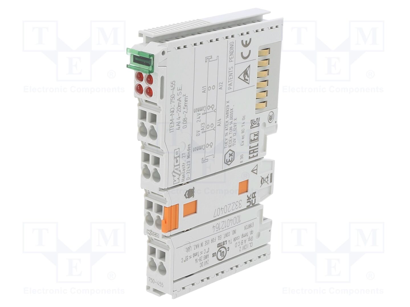 Módulo de automação: entrada análogas; 0÷55°C; IP20; 750/753