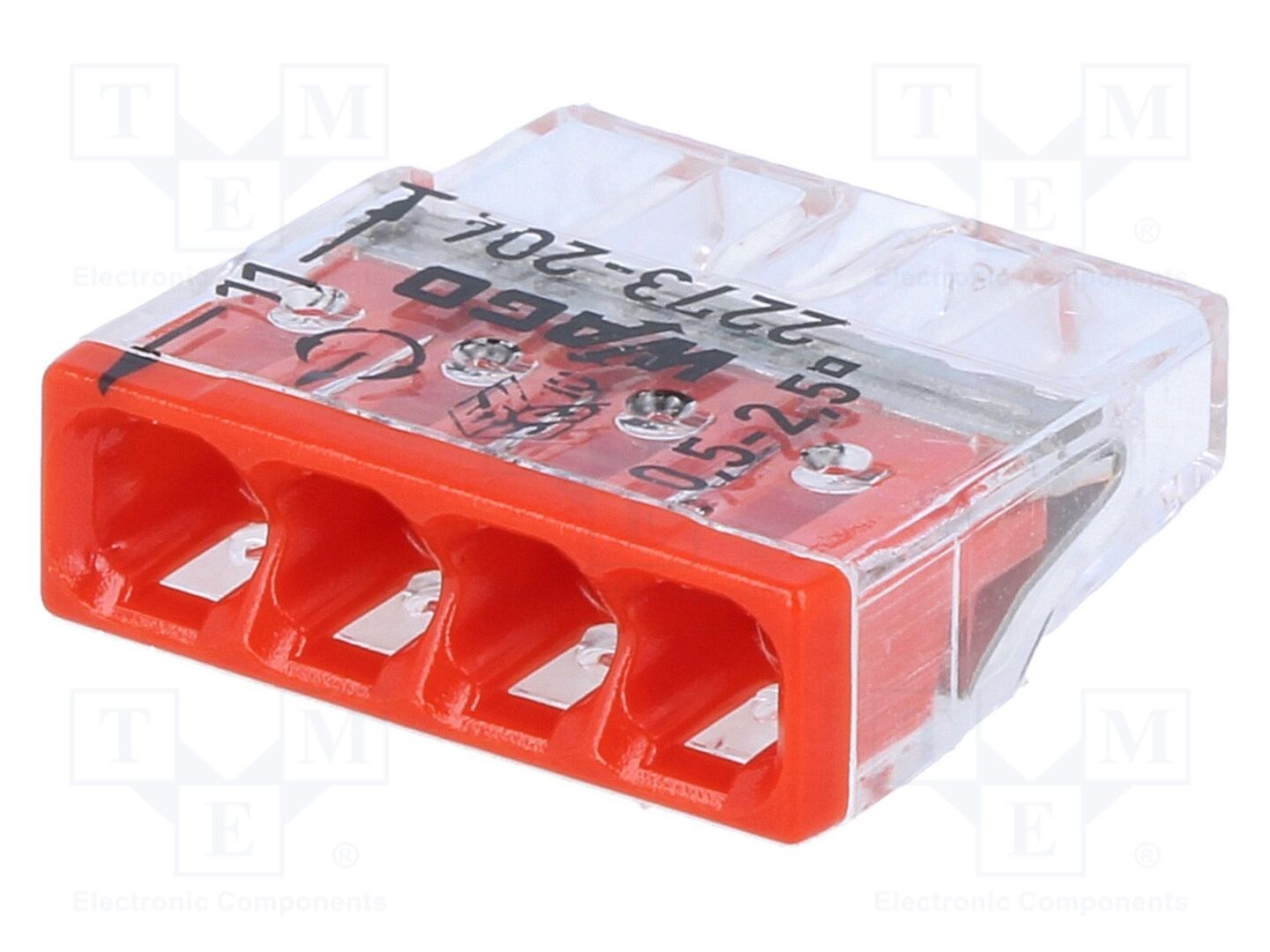 Conector rápido; 2273; 24A; 450V; aperto de molas; vermelho