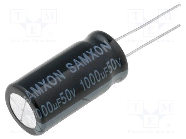 Condensador: eletrolíticos; THT; 1000uF; 50VDC; Ø12,5x25mm; ±20%