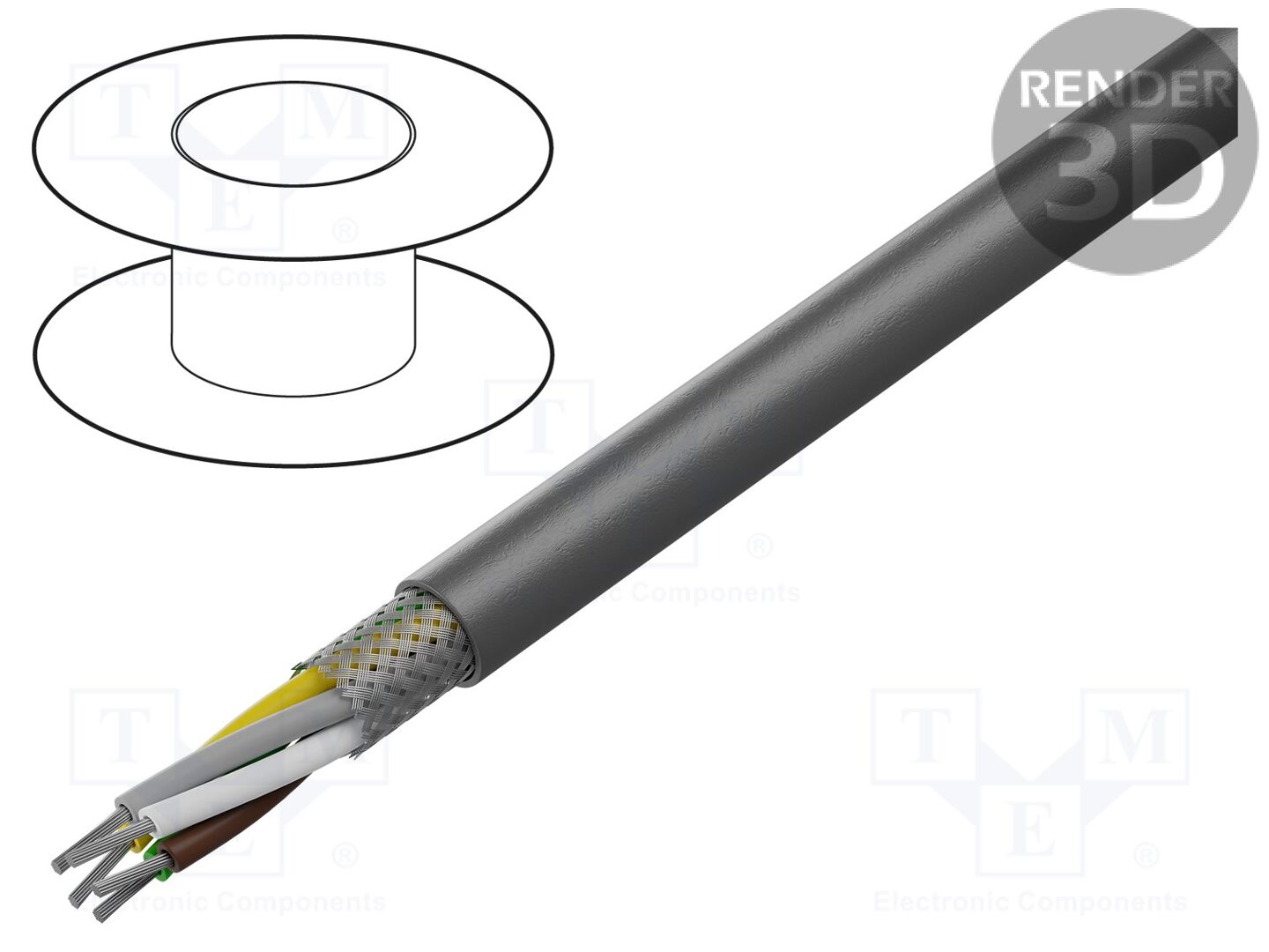 Cabo; LiYCY A; 5x22AWG; blindado,revestimento de fios de cobre