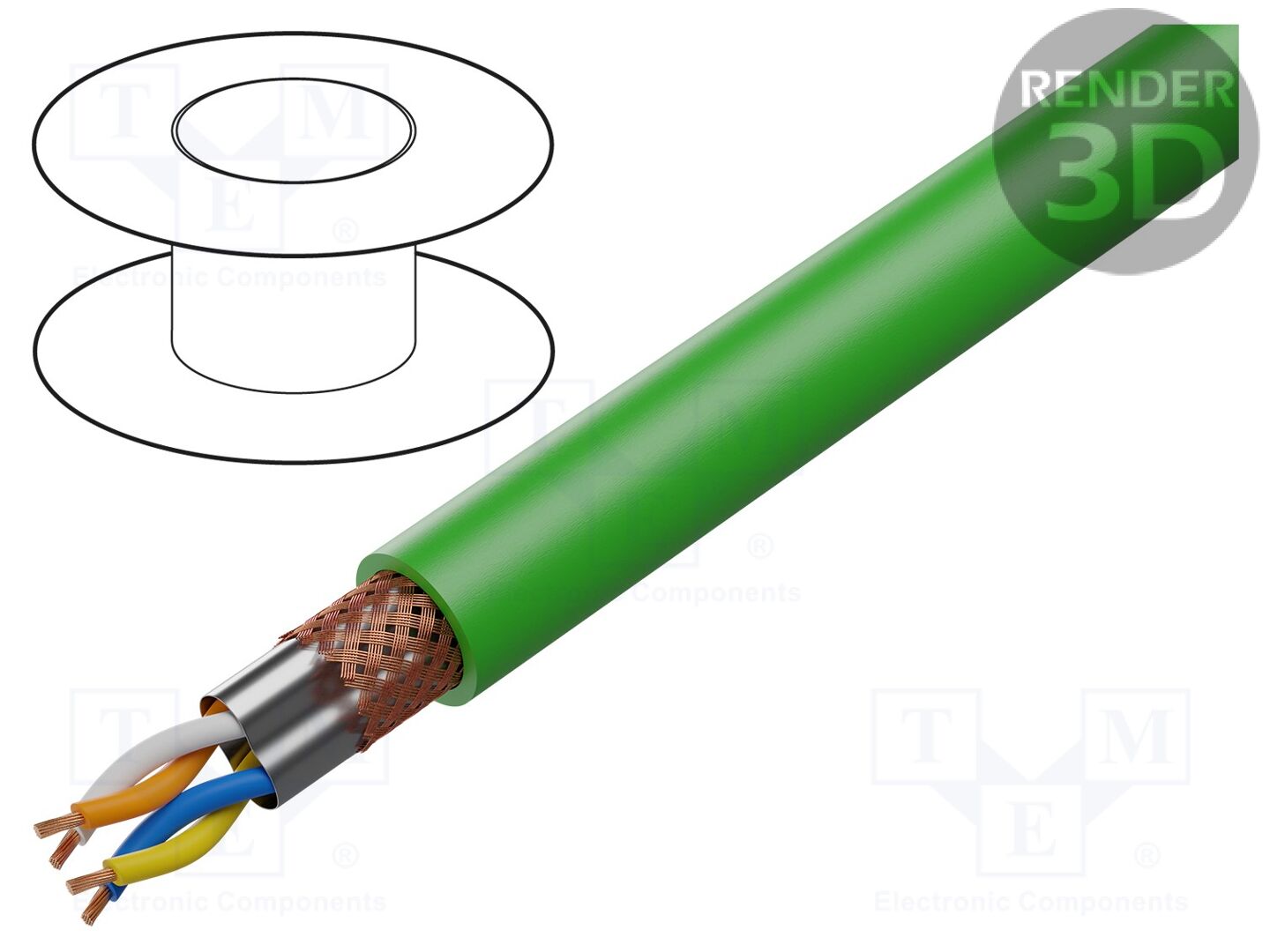 Cabo; ETHERLINE® Cat.5e; 2x2x22AWG; Cat 5e; arame; Cu; PVC; verde