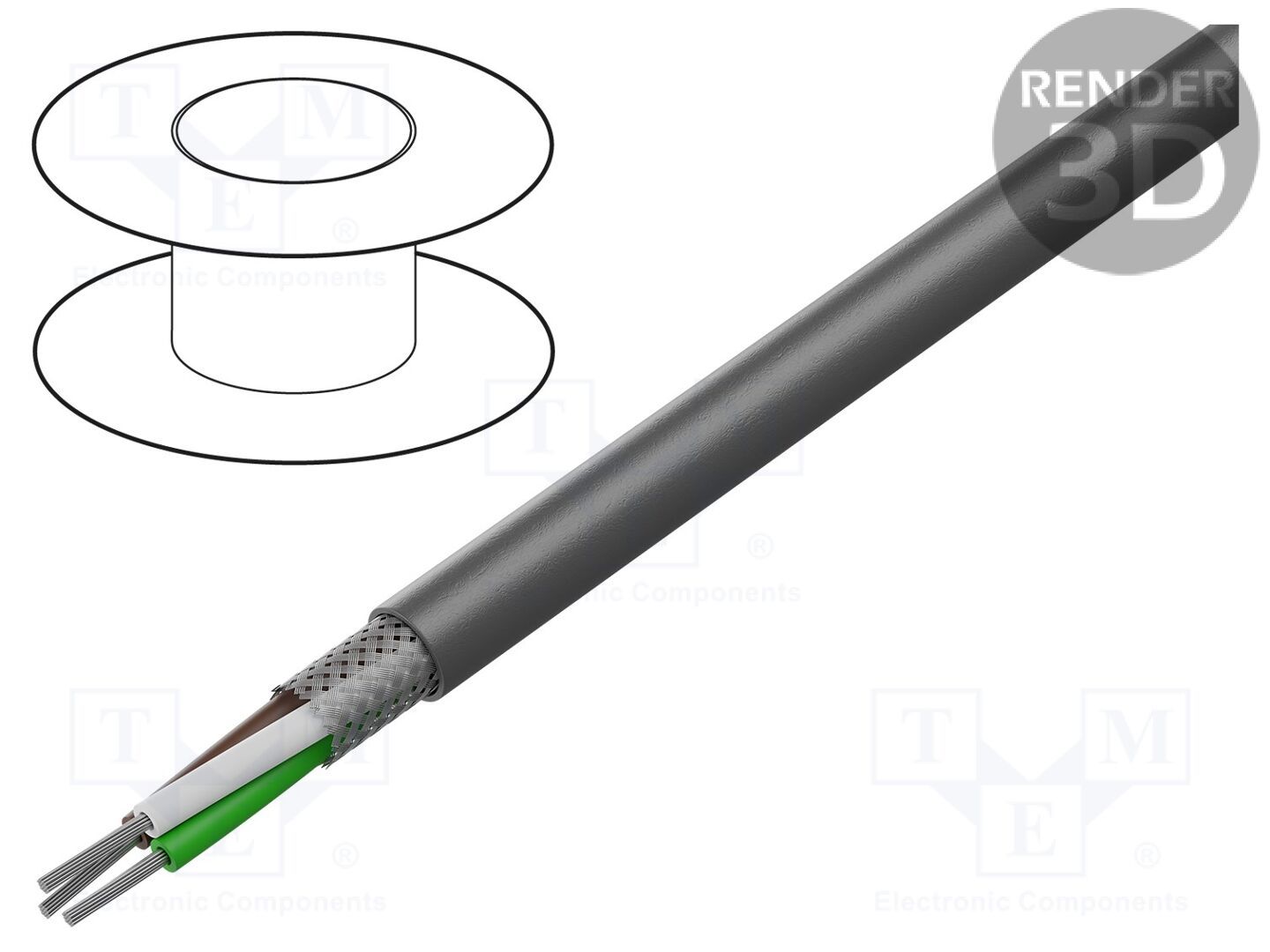 Cabo; LiYCY A; 3x22AWG; blindado,revestimento de fios de cobre