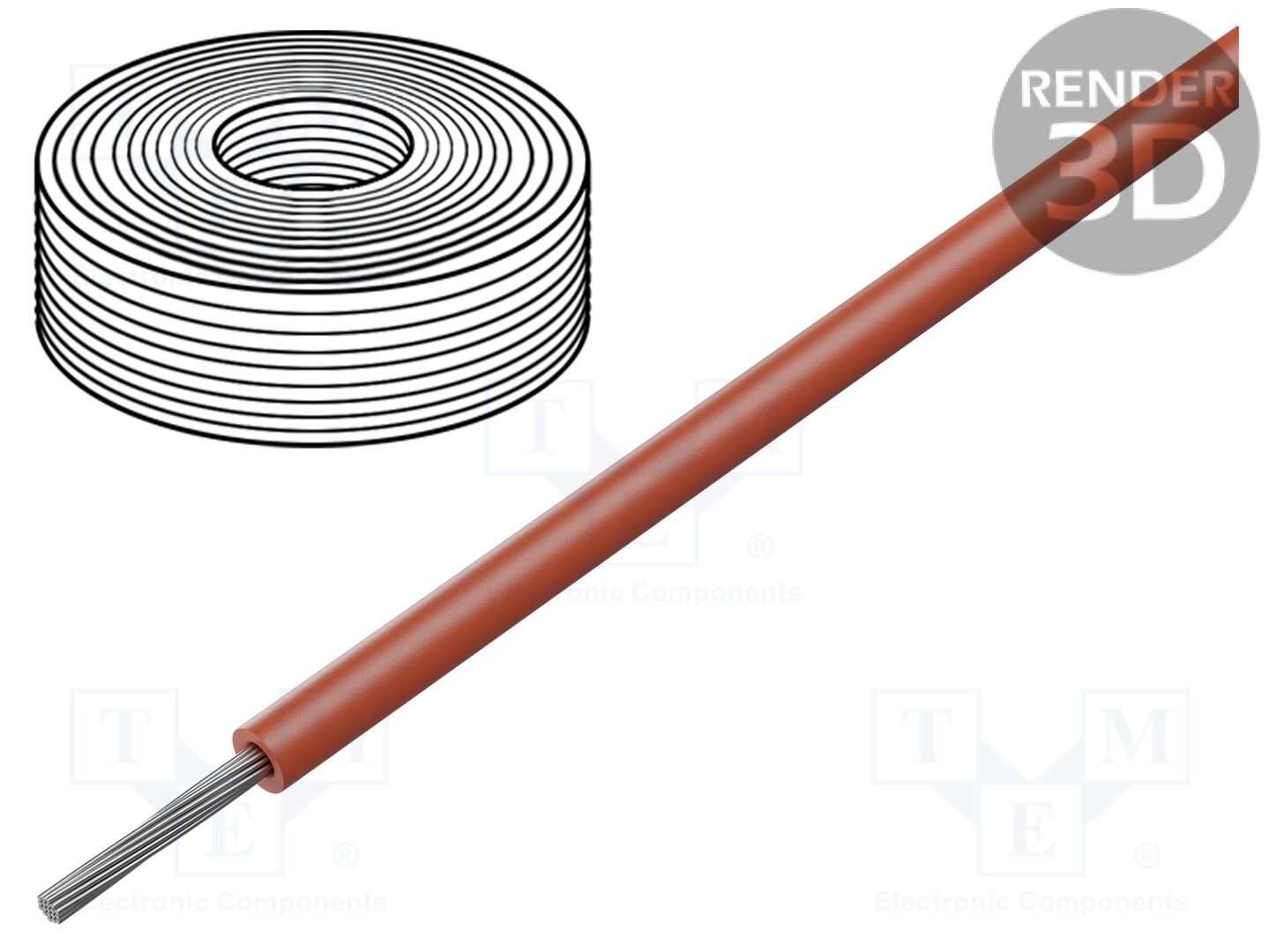 Cabo; SiFF; 1x0,5mm2; linha; Cu; silicone; vermelha; 500V; Classe: 6