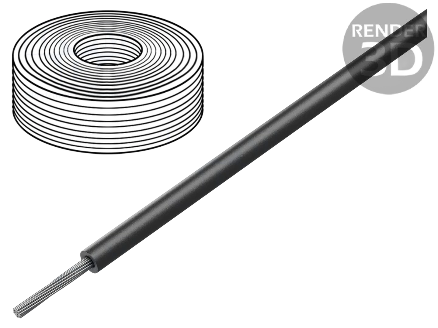 Cabo; SiF; 1x0,25mm2; linha; Cu; silicone; preta; 300V,500V; 100m