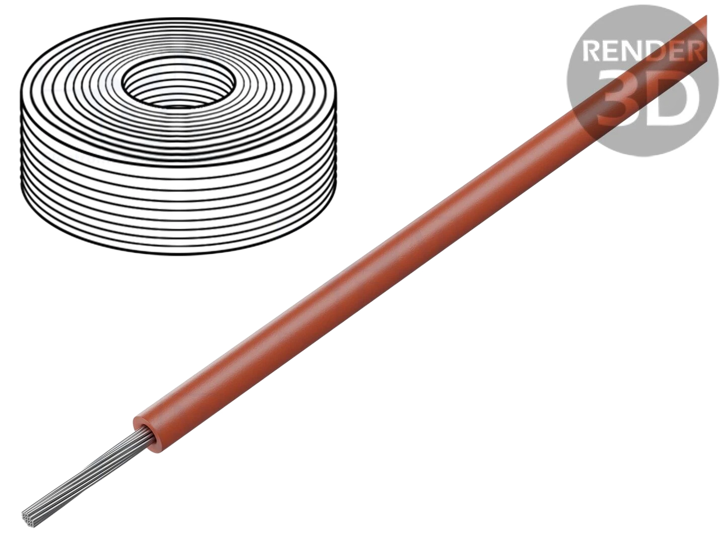 Cabo; SiF; 1x0,25mm2; linha; Cu; silicone; vermelha; 300V,500V; 100m