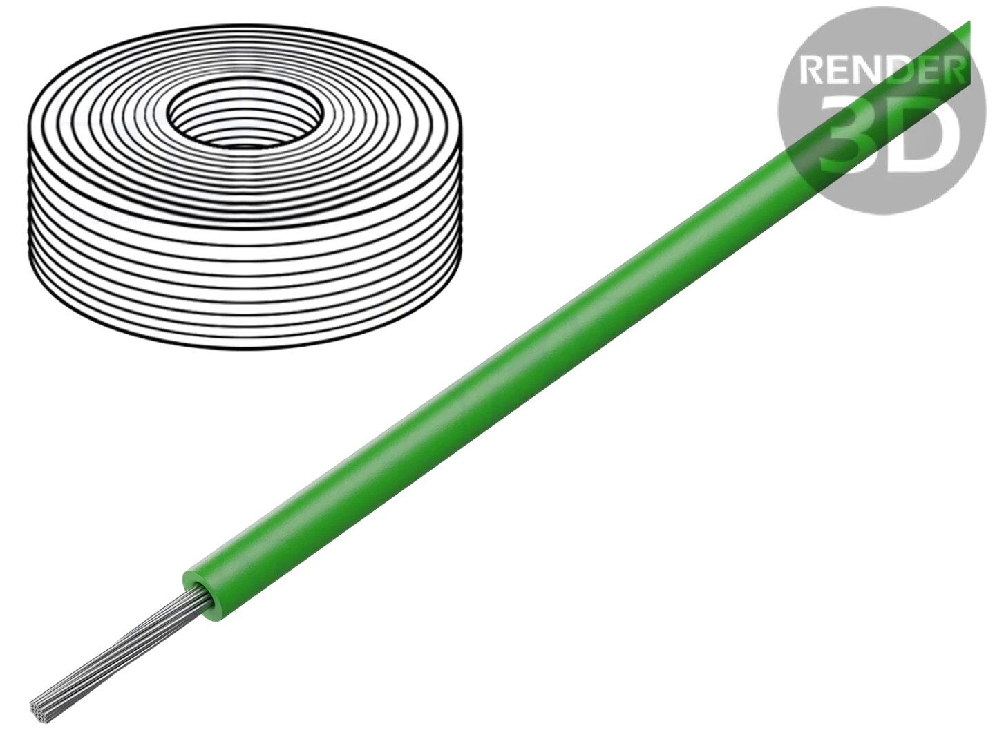 Cabo; SiF; 1x0,25mm2; linha; Cu; silicone; verde; 300V,500V; 100m
