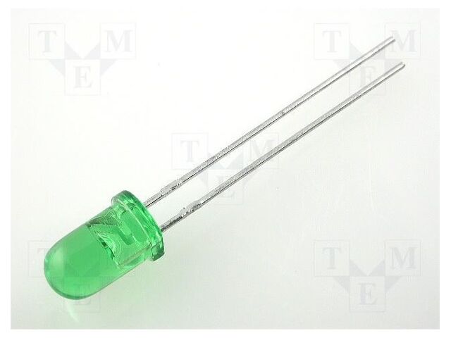 LED; verde; 5mm; 20÷60mcd; 30°; Frente: convexa; 2,2÷2,5VDC