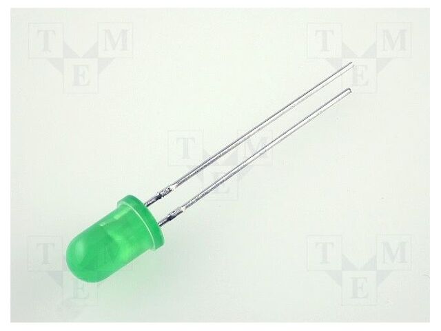 LED; verde; 5mm; 20÷60mcd; 60°; Frente: convexa; 2,2÷2,5VDC