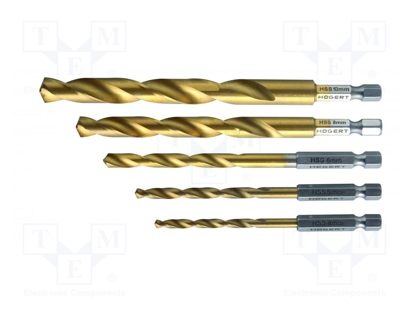 Conjunto de brocas; para metal; Ø: 4mm,5mm,6mm,8mm,10mm; E6,3mm