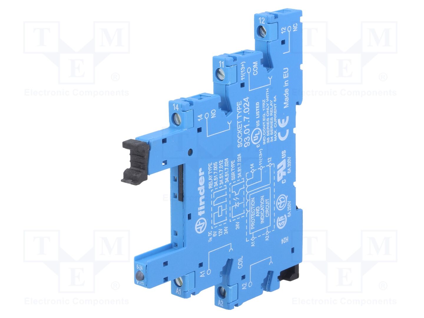Base; PIN: 5; 6A; 250VAC; para trilho DIN; terminais de parafuso