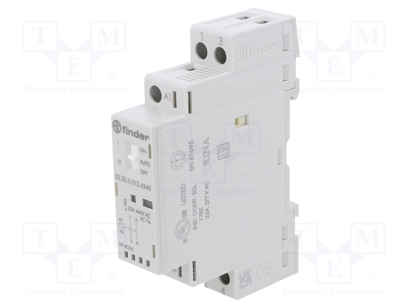 Contator: 2-de polo de instalação; 25A; 12VAC,12VDC; NO x2; IP20