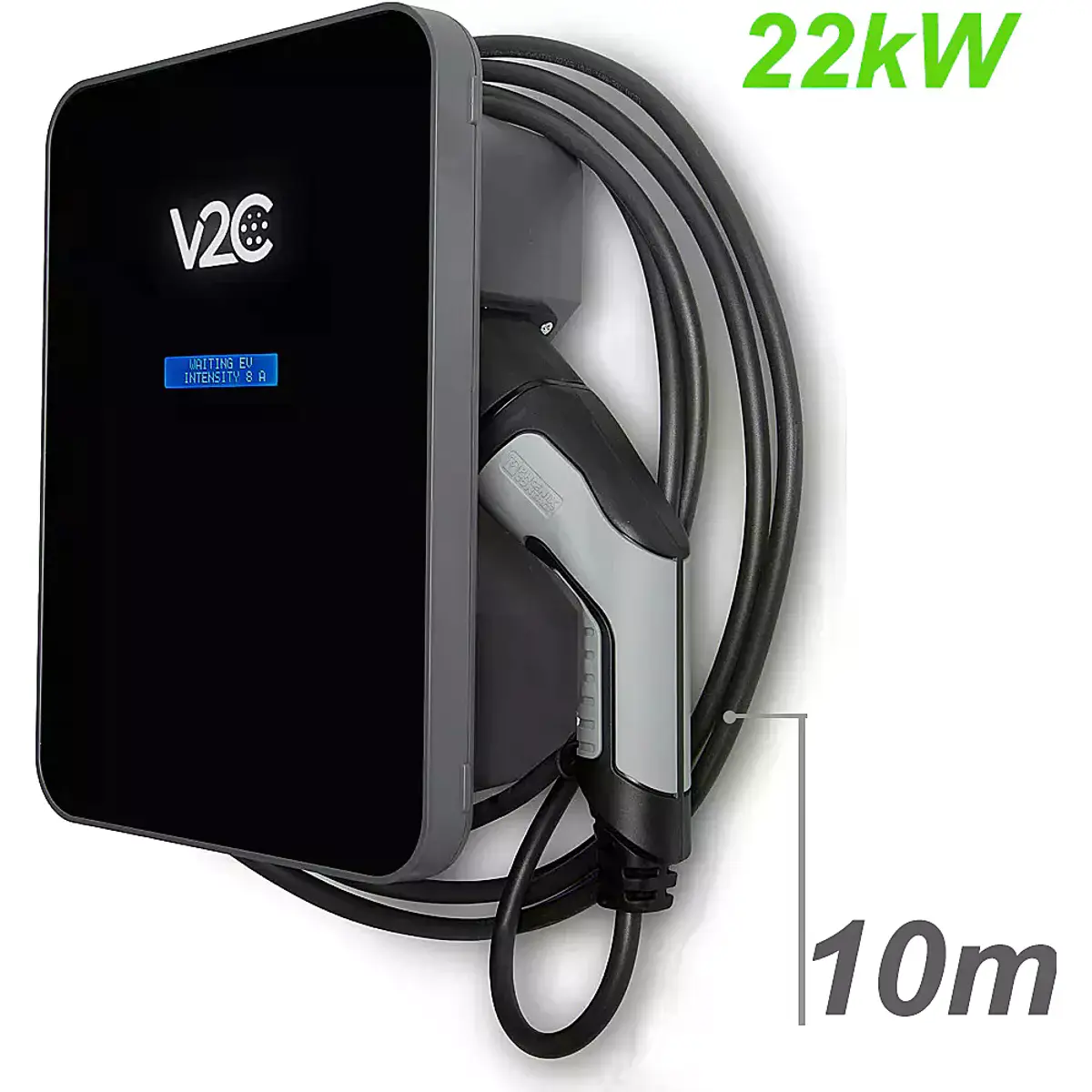 V2C TRY32-3-L10-F - Carregador para carro elétrico (Wallbox) 22kW trifásico c/ CDP, Detetor de fugas DC e cabo T2 10m