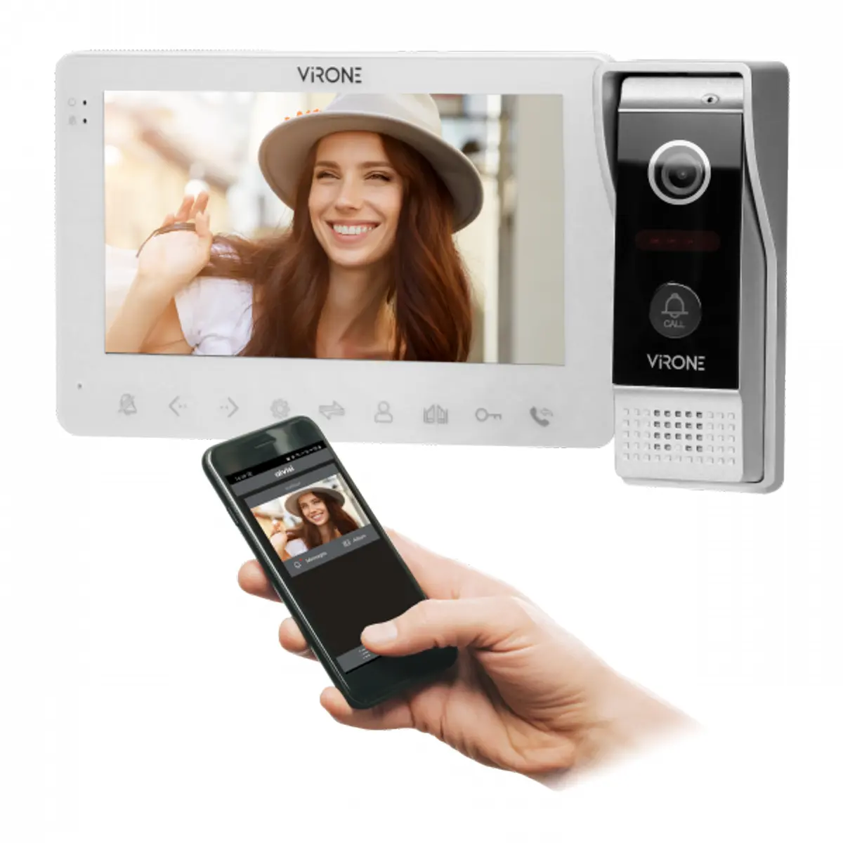 Virone VIFAR - Kit Videoporteiro modular inteligente WiFi 1080p (compatível c/ Tuya) c/ monitor 7''