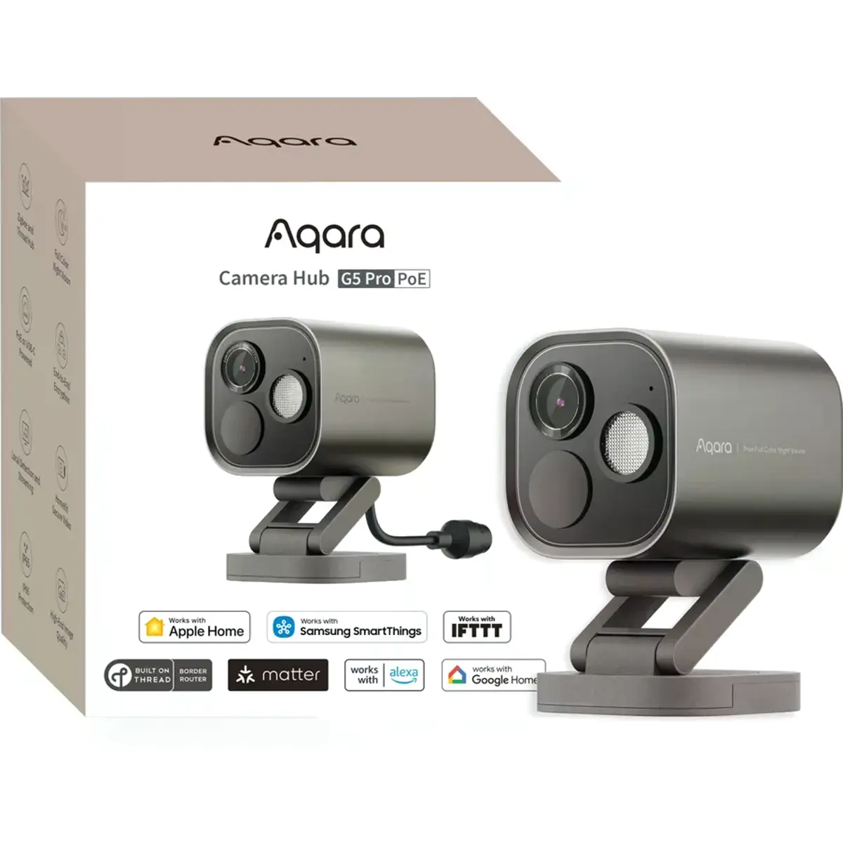 Aqara Hub G5 Pro (CH-C03D-G) - Câmara IP (Zigbee / Thread / Ethernet c/ PoE) 4MP 4.2mm - IP65 - Cinza