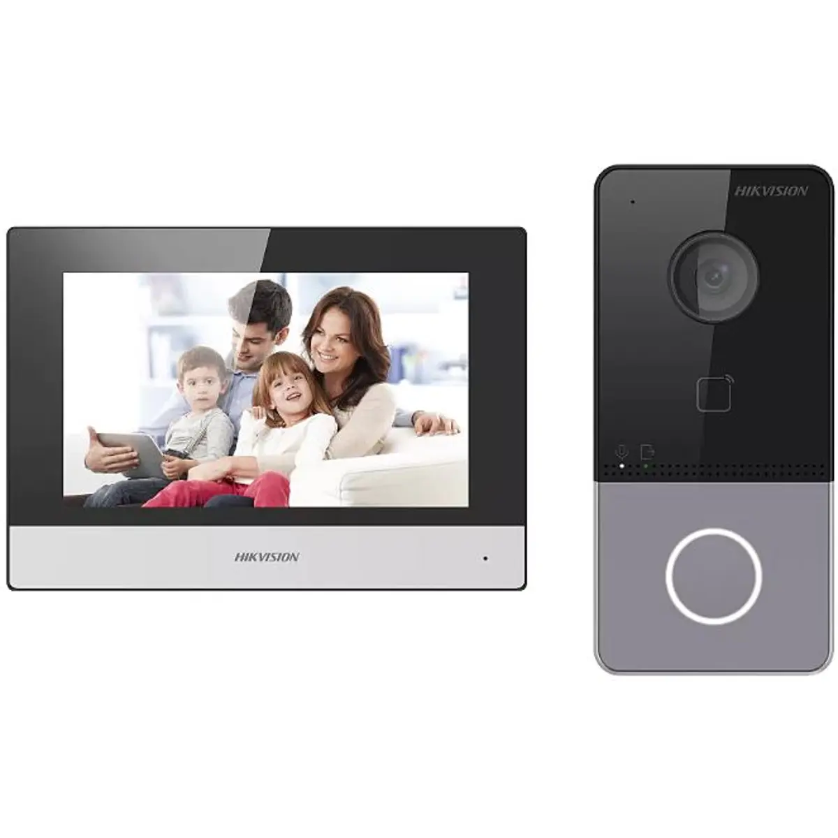 Hikvision DS-KIS603-P(C) - Videoporteiro inteligente WiFi PoE + acesso Mifare c/ display 7''