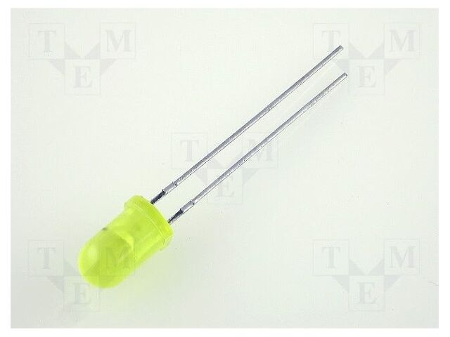 LED; amarela; 5mm; 5÷32mcd; 60°; Frente: convexa; 2,1÷2,5VDC