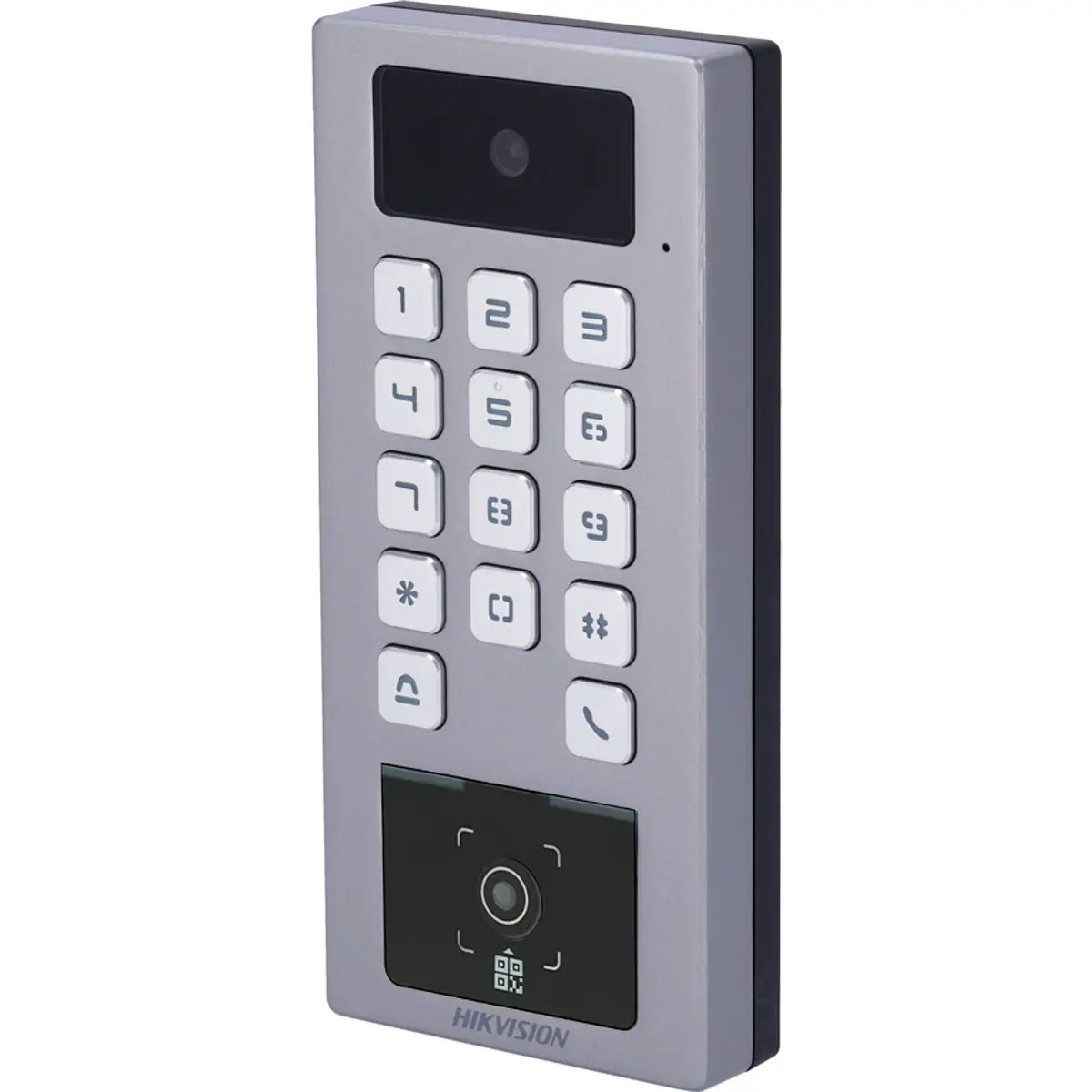 Hikvision DS-K1T502DBWX-CQR - Leitor de controlo de acesso c/ PIN + impressão digital + QR Code + RFID - função videoporteiro