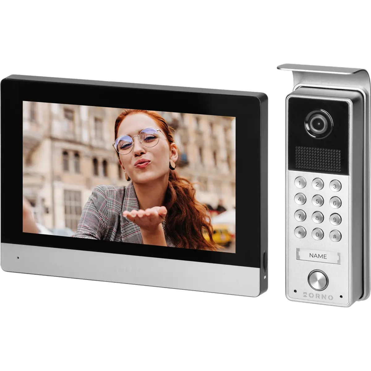 Orno OR-VID-ME-1056FHD/B - Kit Videoporteiro 4 fios c/ ecrã tátil 8" FHD - IP65
