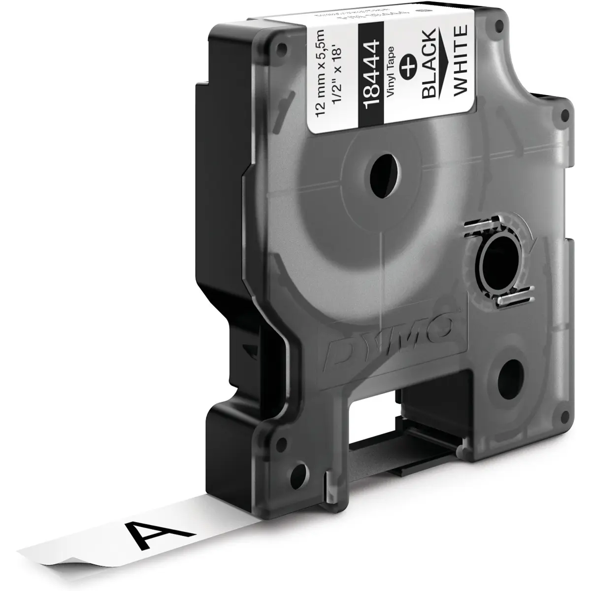DYMO S0718600 - Fita de etiquetar RHINO 18444 [Preto sobre Branco] em vinil - 12mm x 5.5m