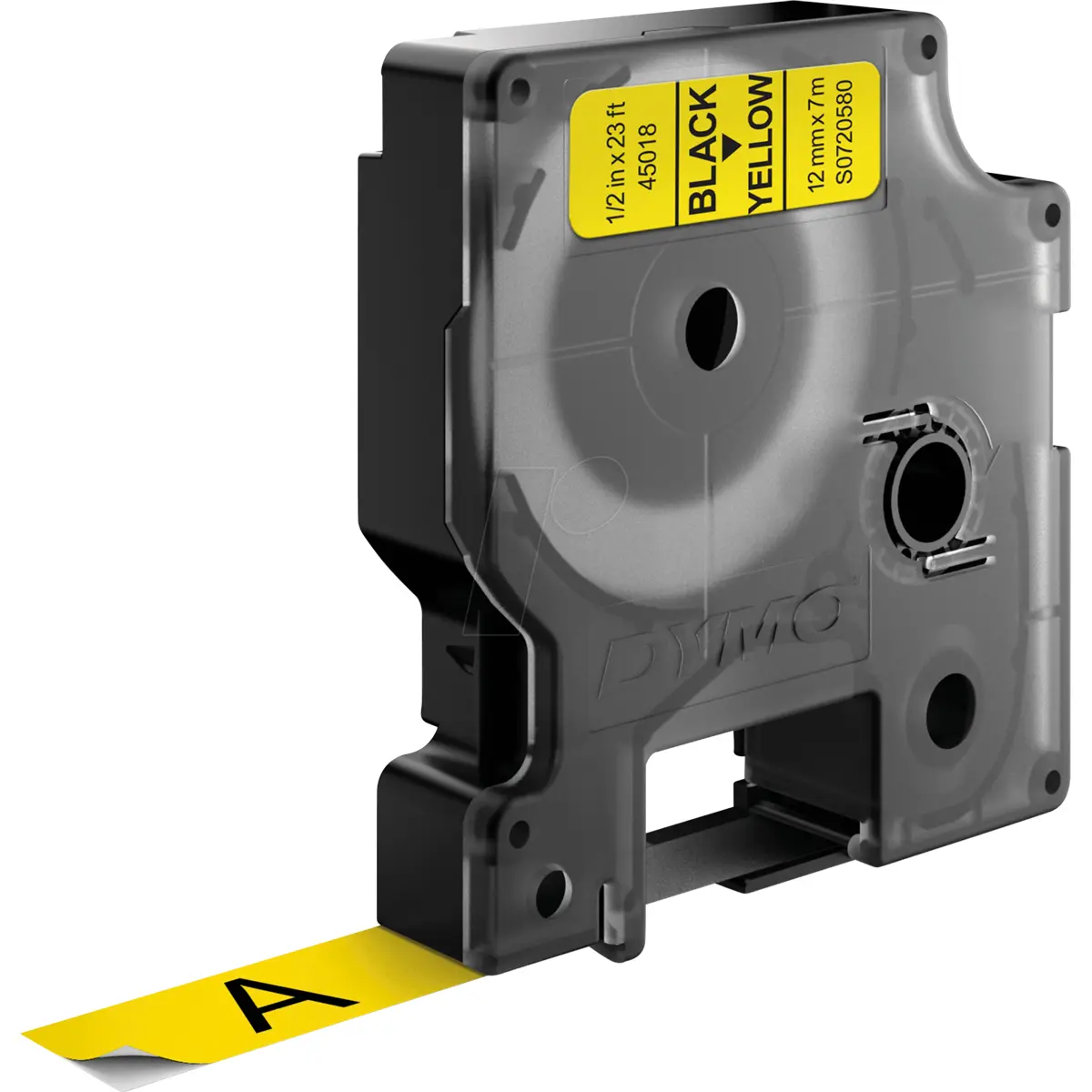 DYMO S0720580 - Fita de etiquetar D1 45018 [Preto sobre Amarelo] - 12mm x 7m