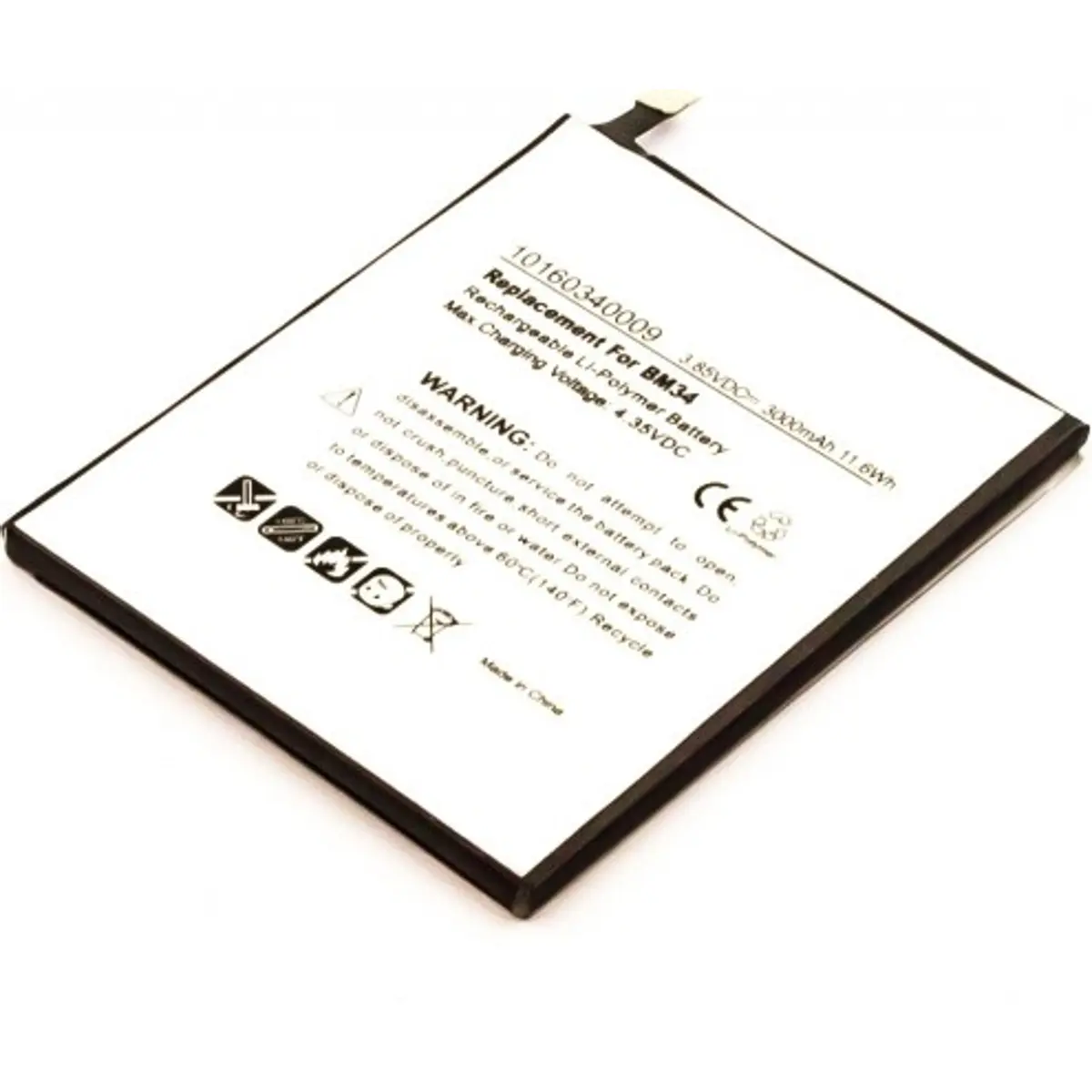 Bateria para telemóvel compatível com Xiaomi Mi Note Pro, Li-Po 3.85V 3000mAh 11.6Wh