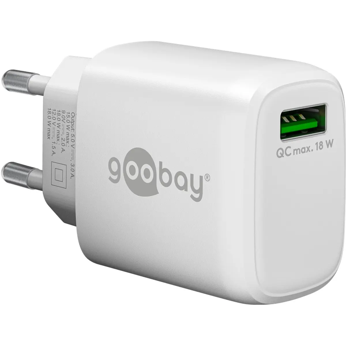 Goobay 61672 - Carregador 1×USB-A QC (18W) - Branco