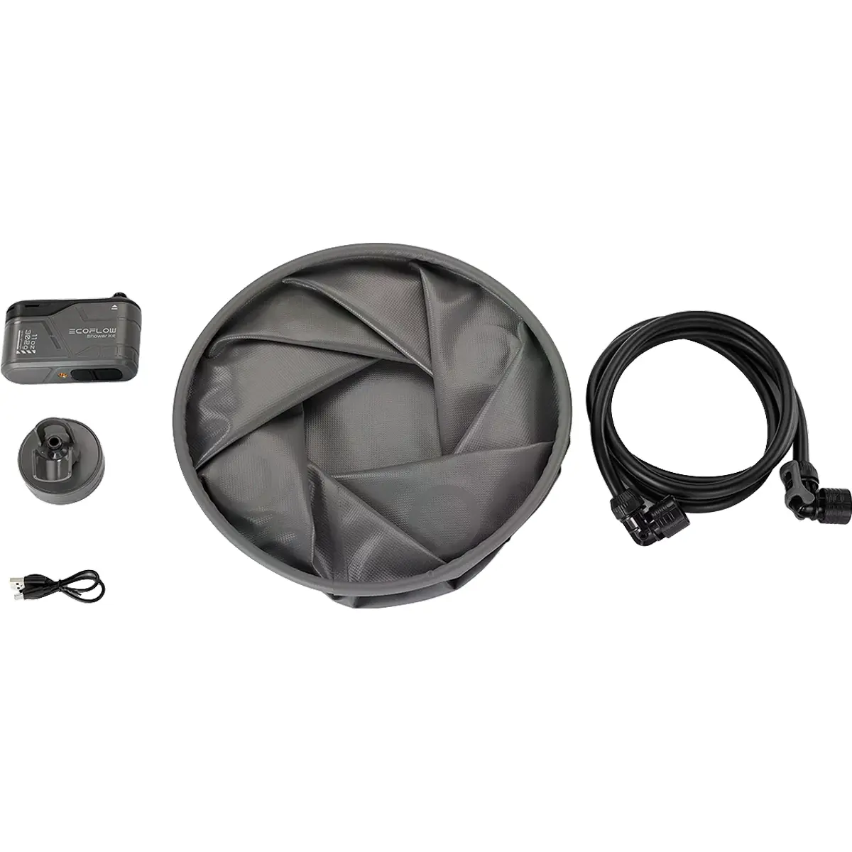 EcoFlow Shower Kit - Kit de chuveiro portátil com balde dobrável e bomba de água c/ bateria recarregável