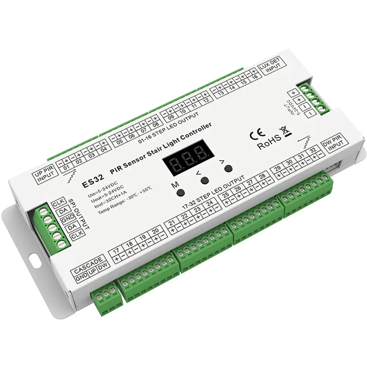 ES32 - Controlador de sensores de escada de 32 canais (32x1A 5-24V) para fitas LED