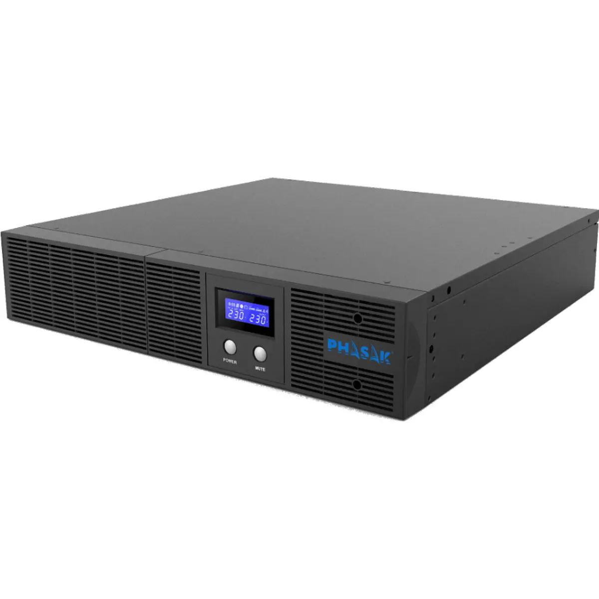Phasak PH 7530 - UPS interativa p/ Rack 19'' 3060VA 1800W c/ 4x Schuko + 2x IEC + USB HID e Display