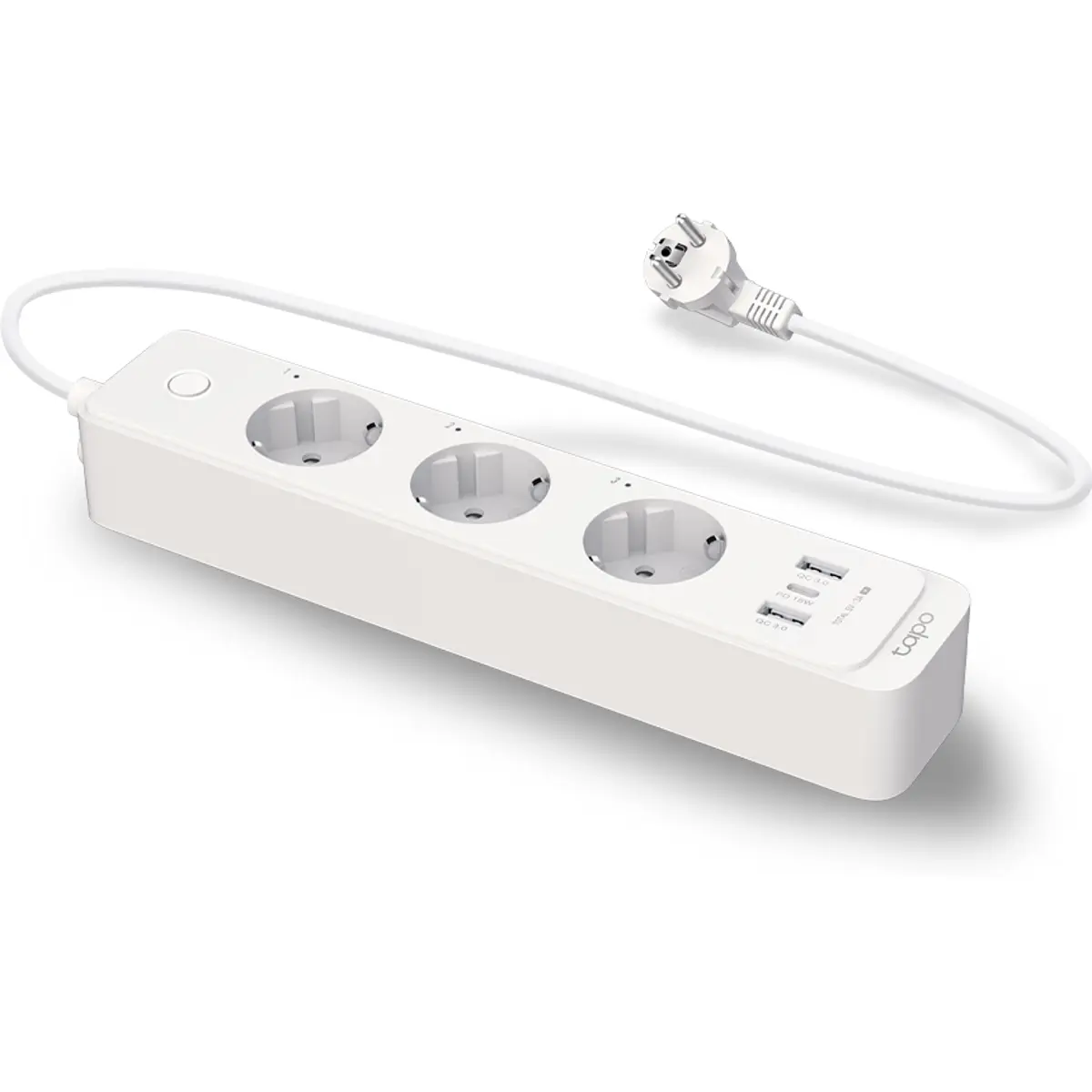 TP-Link Tapo P300 - Bloco de 3 tomadas inteligentes (WiFi) c/ 2xUSB-A + 1xUSB-C PD - cabo (3x1.5mm²) 1.5m