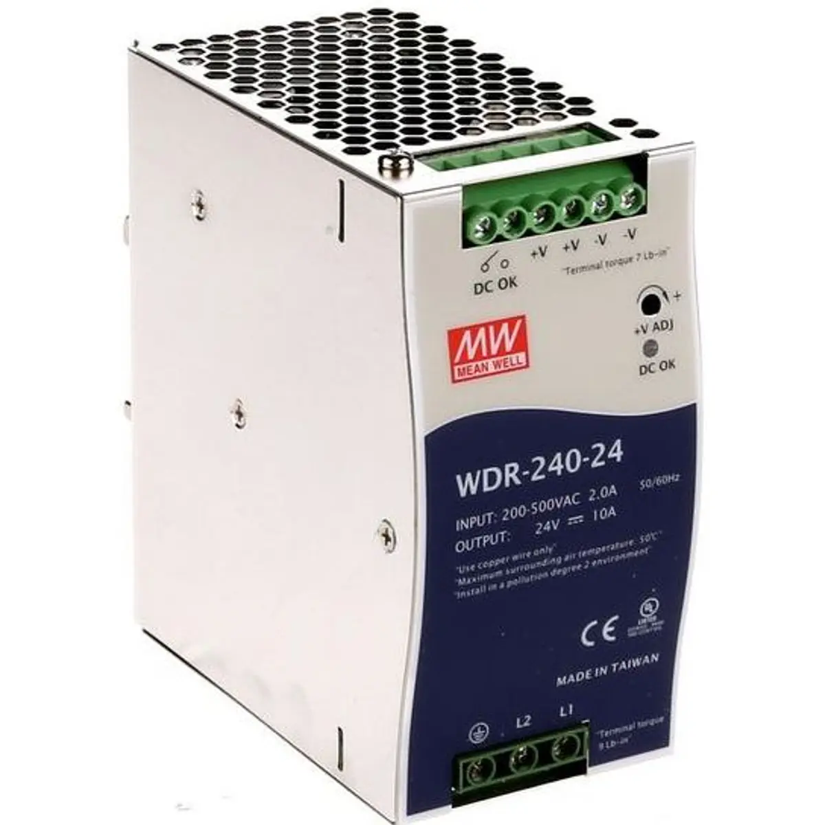 Mean Well WDR-240-24 - Fonte de alimentação para calha DIN 24VDC 10A 240W