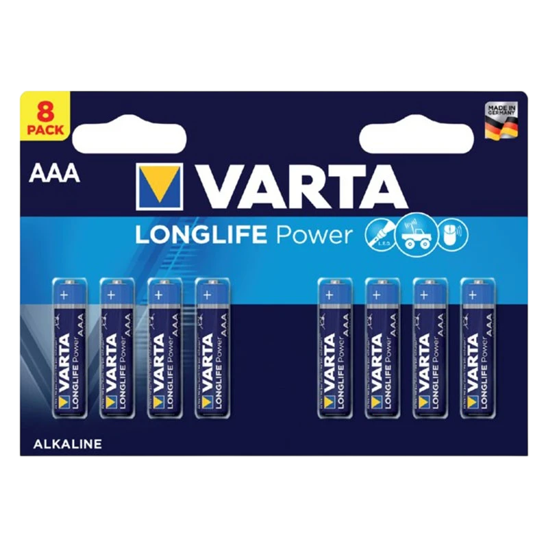 Pack 8x Pilhas Varta AAA Long Life Power LR03
