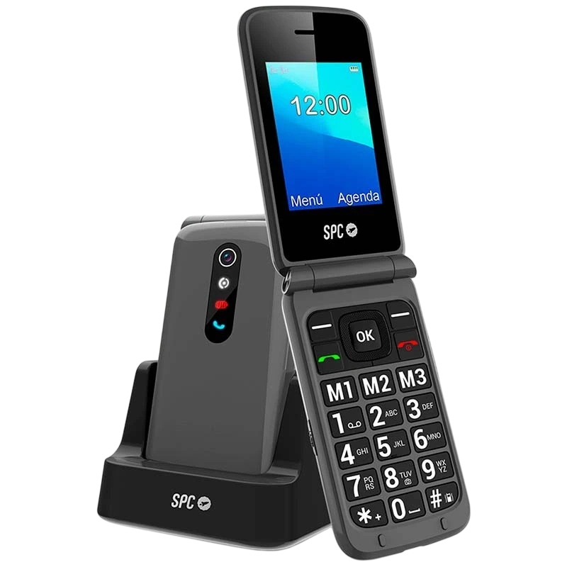 SPC Stella 2 2,4", Botões Grandes, Botão SOS, Base de Carregamento, Preto