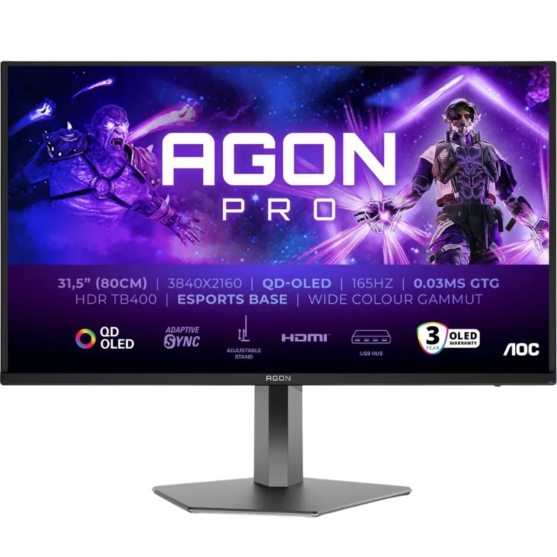 AOC AGON PRO AG326UD 31,5" 4K Ultra HD QD-OLED 165 Hz 0,03 ms GtG DisplayHDR™ True Black 400 - Monitor PC Gaming