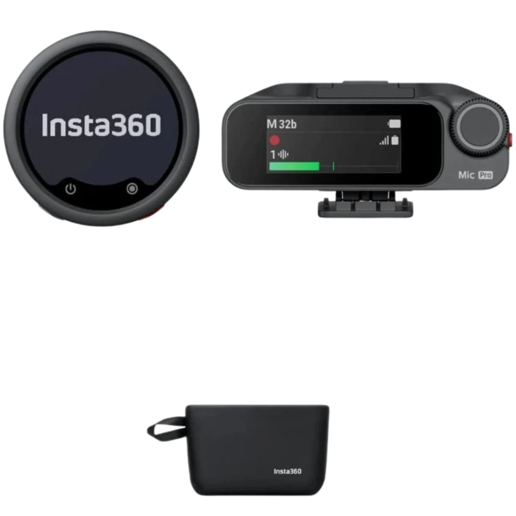 Insta360 Mic Pro Microfone sem fios de 32 bits em ponto flutuante (1 transmissor + 1 recetor)